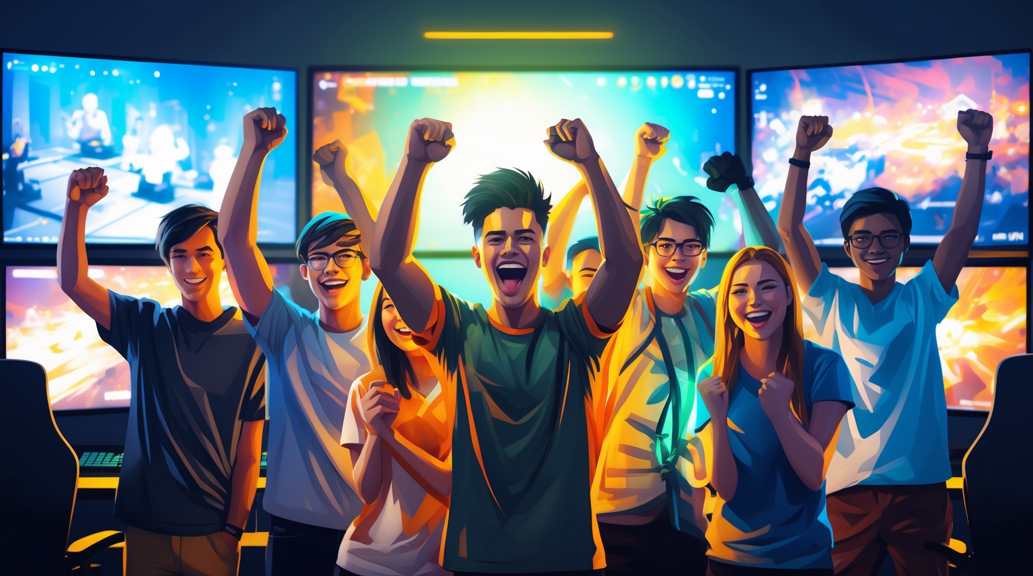 Esport banner - graczy przy komputerach podczas zawodów e-sportowych